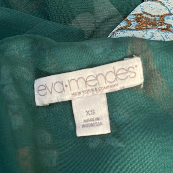 Eva Mendes Green Floral Maxi Dress Balloon Sleeves Empire Waist Woman’s Size XS - Picture 5 of 8